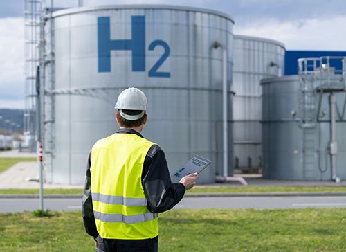 A man in hydrogen plant